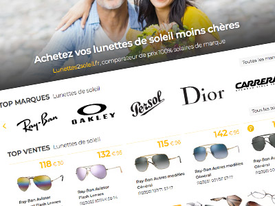 Lunettes2soleil.fr, Comparateur de prix 100% Solaires de marque